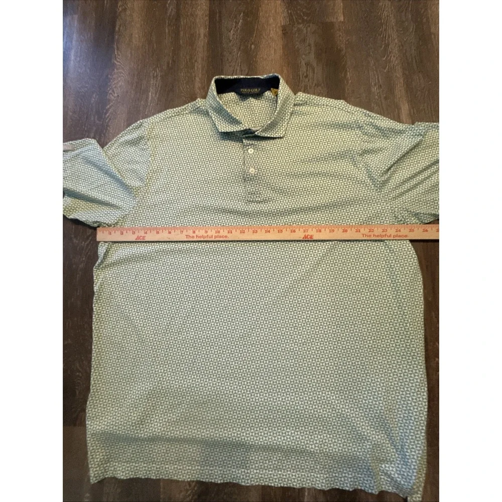 Polo Golf Ralph Lauren Men's XXL Short Sleeve Green/ White Argyle Diamond Print